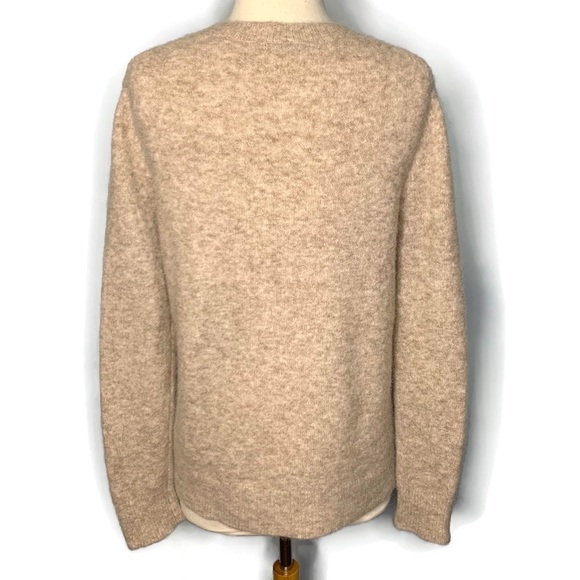 Jenni Kayne Oatmeal Crew Neck Pullover Alpaca Wool Blend Boucle Sweater S - Picture 2 of 10